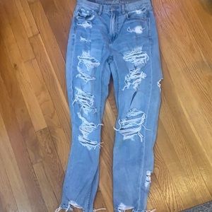 High Rise blue ripped jeans